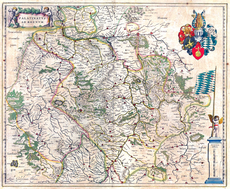 Rhenum Rijngebied Duitsland 1645 Willem Blaeu